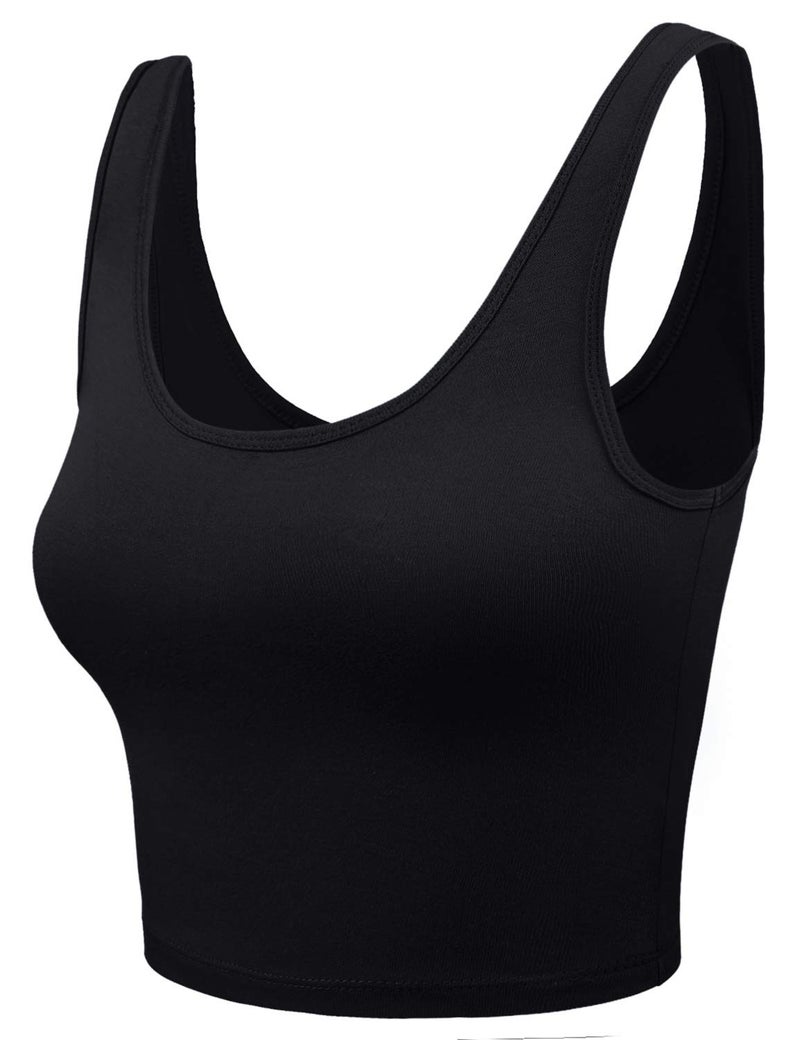 HATOPANTS Women Sleeveless Racerback Crop Tank Top Cami Backless Scoopneck Shirts Black L - Image 2
